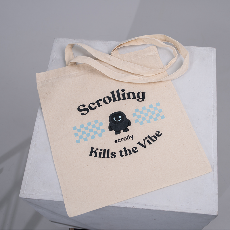 Scrolly Tote Bag – “Scrolling Kills the Vibe”