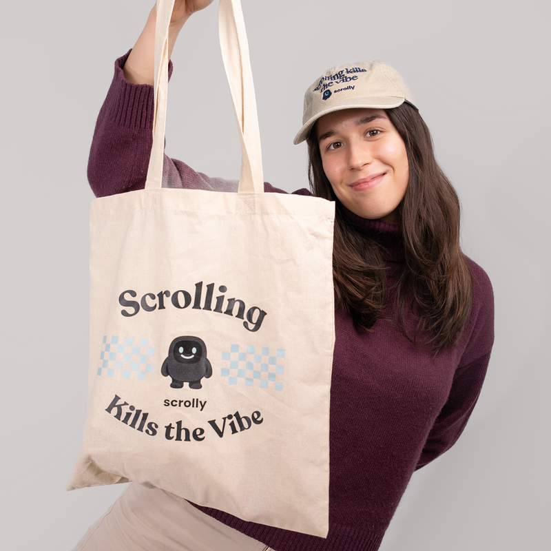 Scrolly Tote Bag – “Scrolling Kills the Vibe”