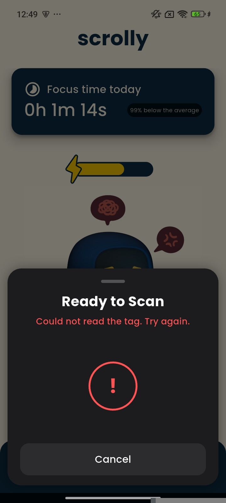 Scrolly scan error – Could not read the tag