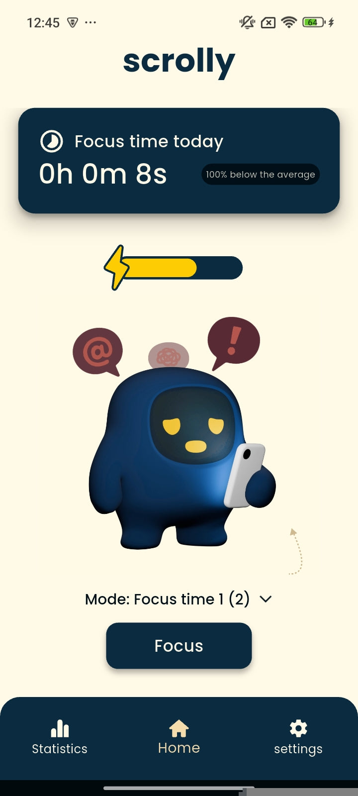 Scrolly app home screen