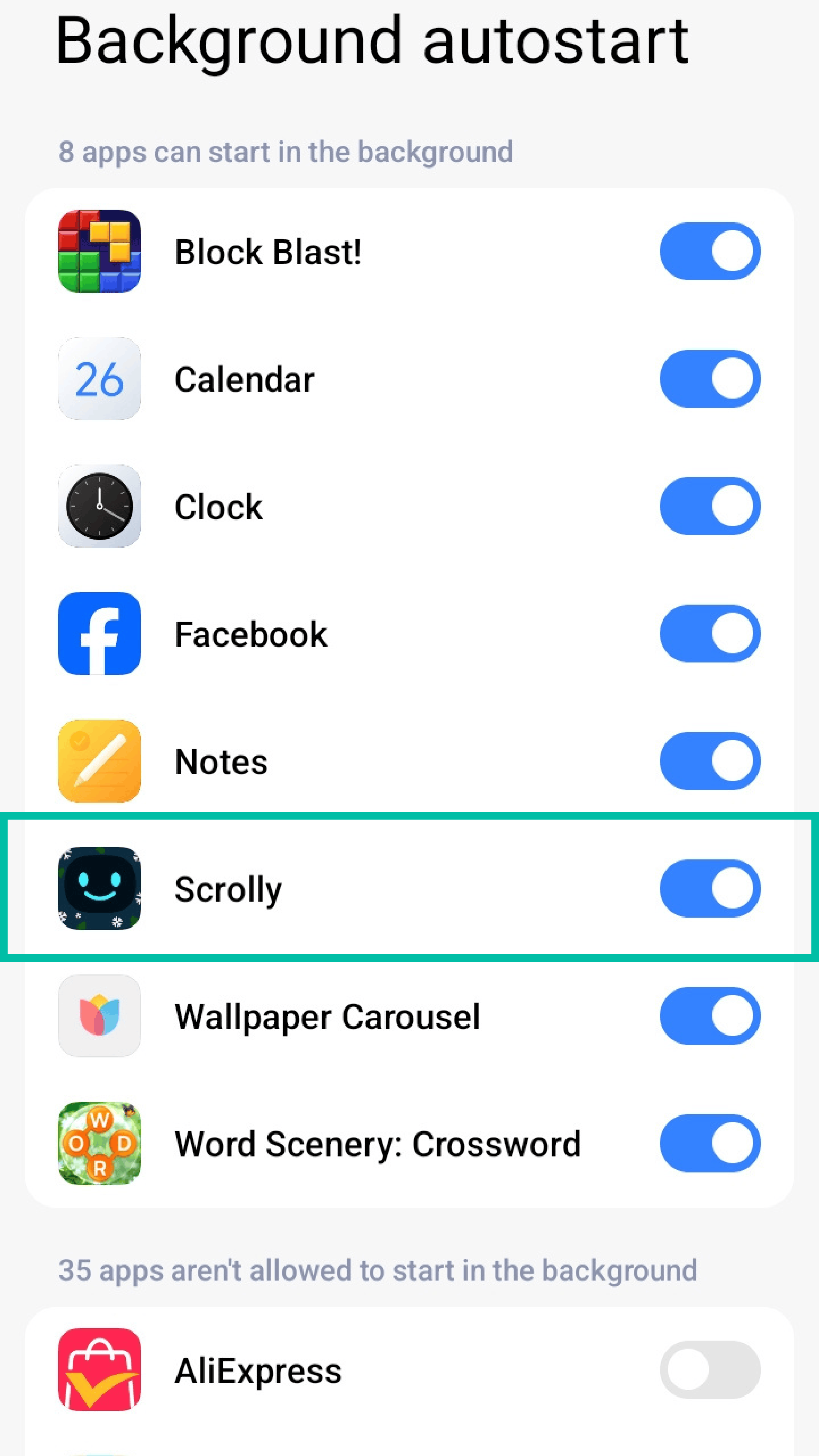 Xiaomi autostart – Scrolly enabled