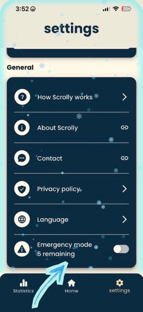 Scrolly Settings – Emergency mode