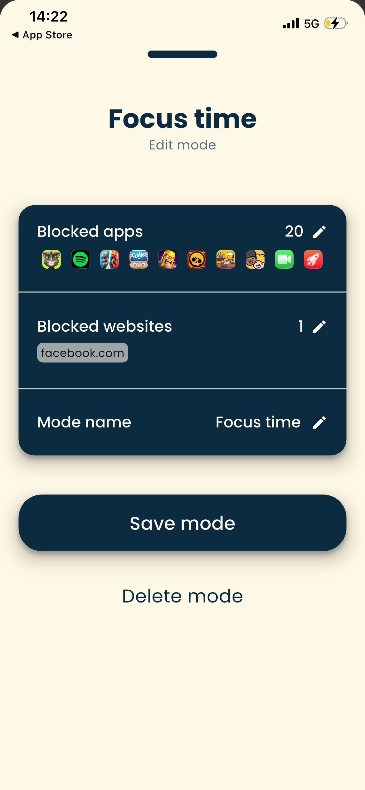 Scrolly – apps and websites selection screen