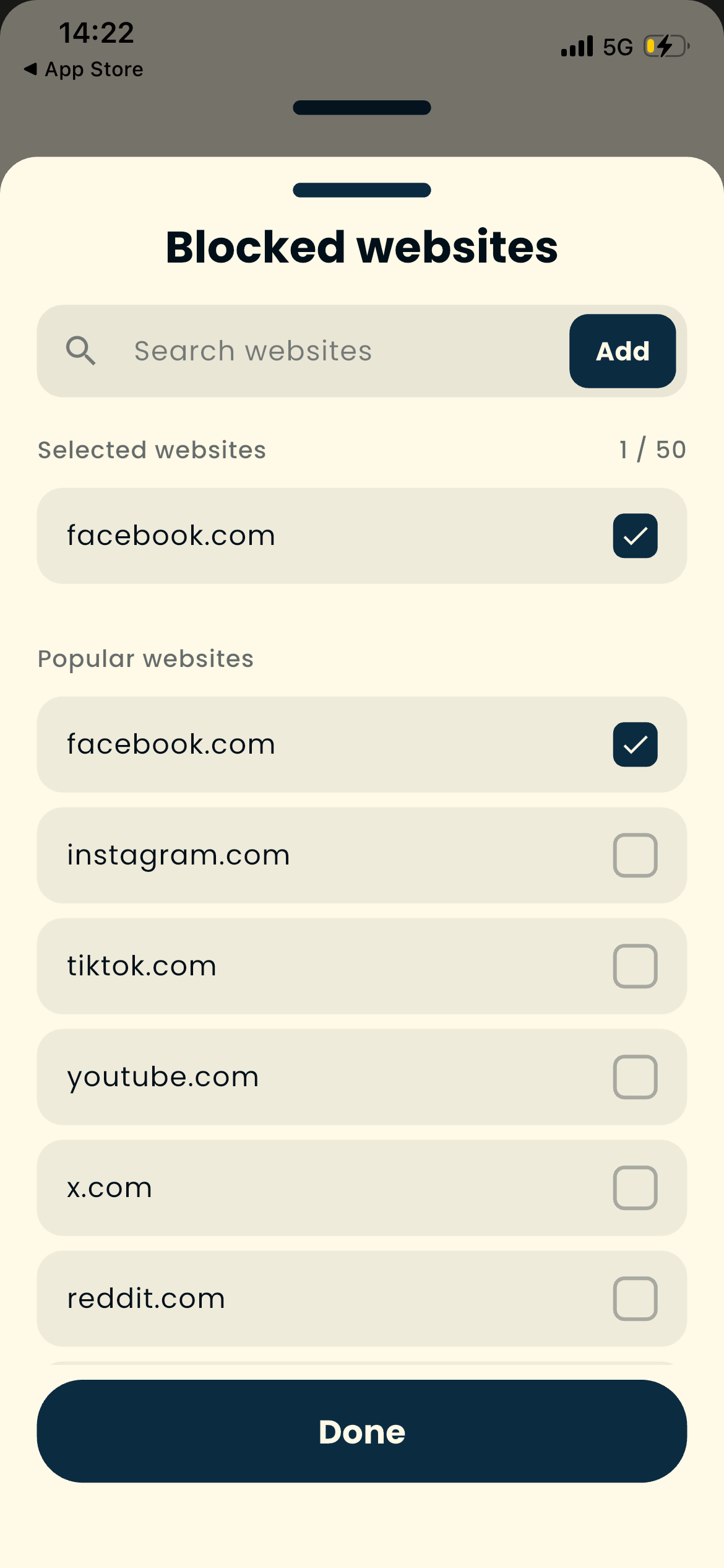 Scrolly – blocked websites screen