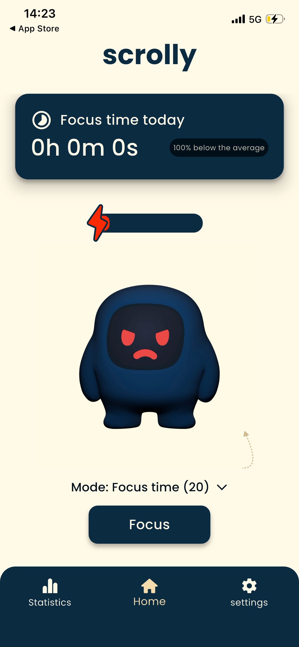 Scrolly app home screen
